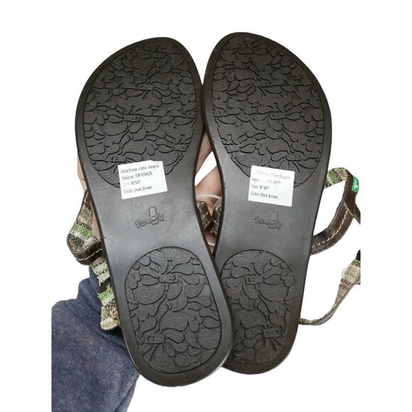 New Sanuk‎ Strappy Sandals Women's Size 7 Brown Metallic Beads Boho - Picture 2 of 6